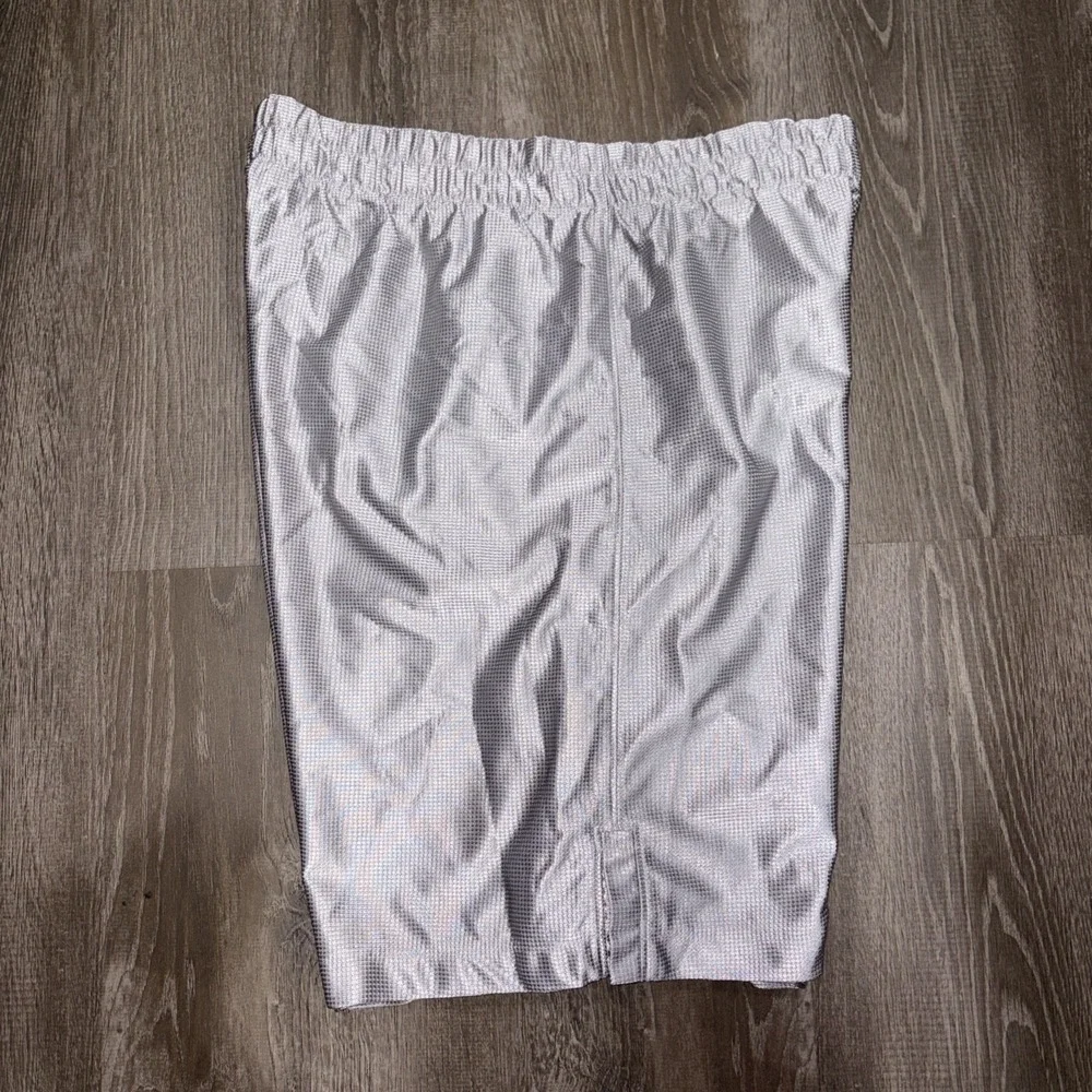 VTG Air Jordan Shorts Mens Medium Silver Baggy Shiny Silky Dazzle Basketball